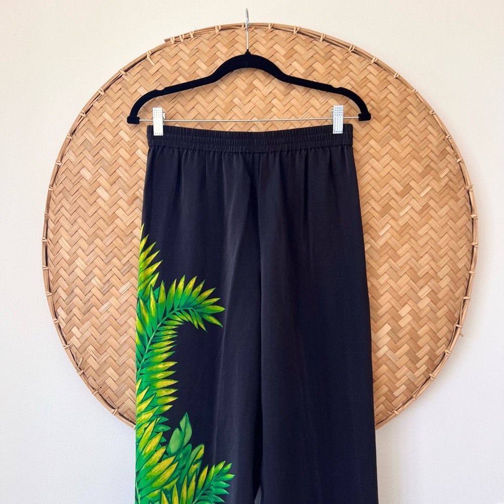 DIANE GILMAN 100% SILK TROPICAL PALMS RESORT-WEAR PANT SUIT W/ SEQUIN‎ DETAILING - Picture 3 of 14